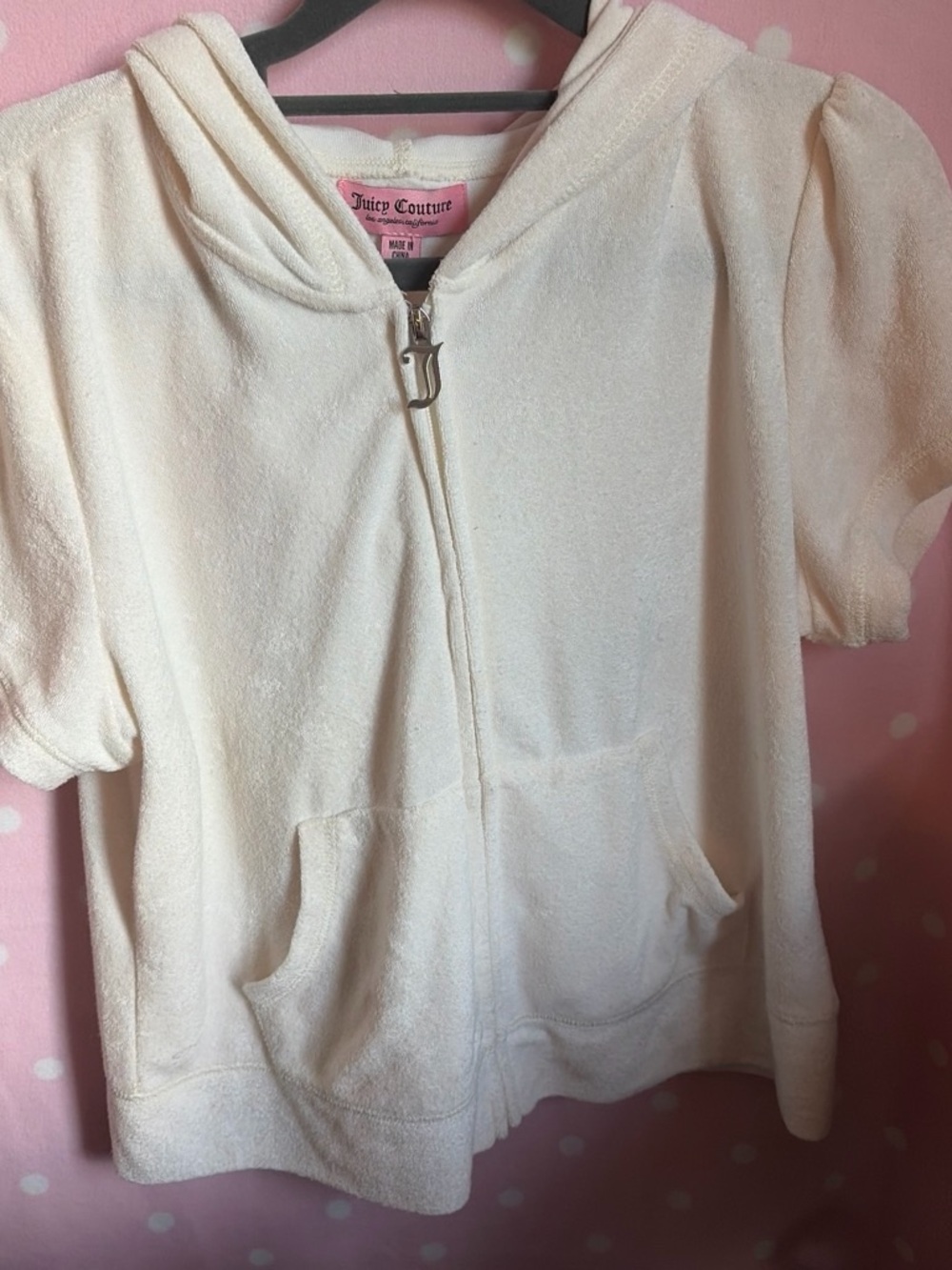 Juicy Couture  Cream Plush Hooded Zip-Up
